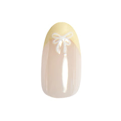 Butter Yellow and Bow French - Press On | Medium | Oval