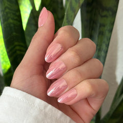 Bubblegum Jelly Chrome - Press-On | Medium | Oval