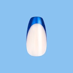 Blue Metallic French - Press-On | Medium | Coffin