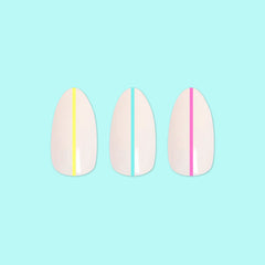 Neon Lines - Press-On | Medium | Almond