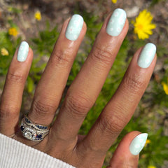 Teal Chrome Flower Shower - Press-On | Short | Round