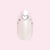 Jeweled French - Press On | Medium | Almond