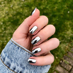 Mirror Chrome - Press-On | Extra Short | Round