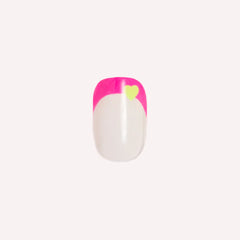 Neon Heart French | Squoval | Extra Short