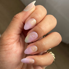 Glitter Heart Ombre | Almond | Medium