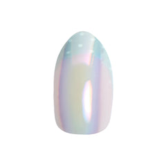 Iridescent Blue Polka Dot French - Press On | Medium | Almond