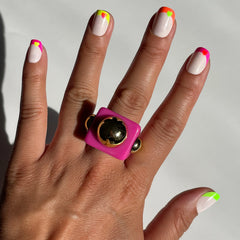 Neon Heart French | Squoval | Extra Short