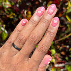 3D Crystal Hearts - Press-On | Extra Short | Round