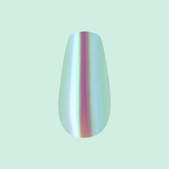 Teal Glass Chrome - Press-On | Medium | Coffin