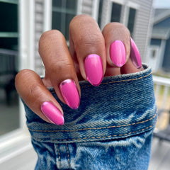 Pink Chrome Outline - Press-On | Medium | Almond