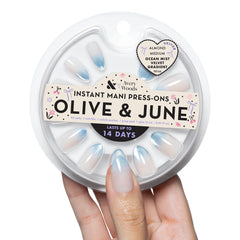 Ocean Mist Velvet Gradient - Press On | Medium | Almond
