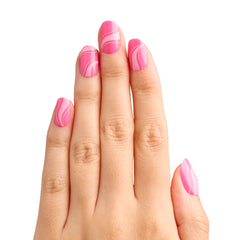 Tonal Pink Swirls - Tab Press On | Short | Round