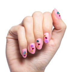 Pink Confetti Party - Press On | Short | Round