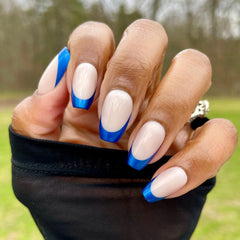 Blue Metallic French - Press-On | Medium | Coffin