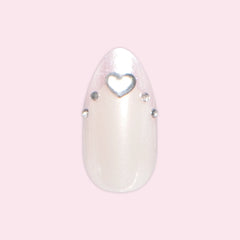 Jeweled French - Press On | Medium | Almond