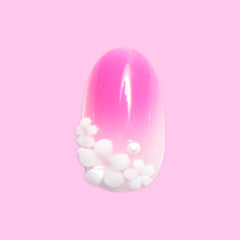 Pink Ombre with Flower Gems - Press On | Medium | Oval
