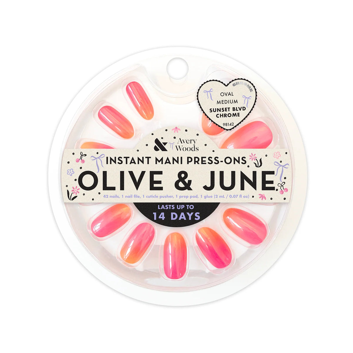 Sunset Blvd Chrome - Press On | Medium | Oval