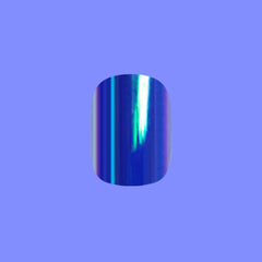 Electric Blue Iridescent Chrome - Press-On | Extra Short | Squoval