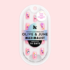 Pink Confetti Party - Press On | Short | Round