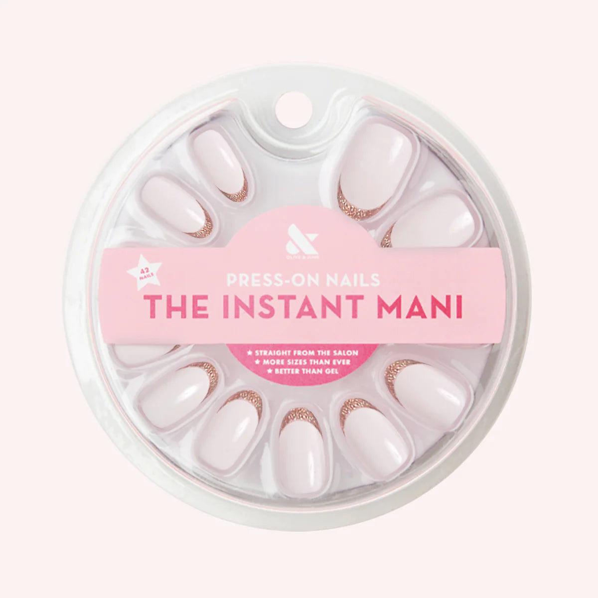 Rose Glitter French | Oval | Medium