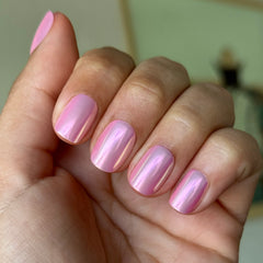 Pink Rainbow Chrome - Press-On | Extra Short | Squoval