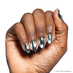 Dark Saber Holographic Chrome - Press-Ons | Medium | Almond
