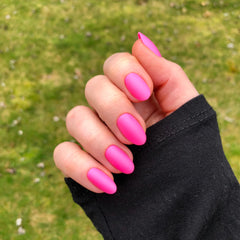 Matte Neon Flamingo - Press-On | Medium | Oval
