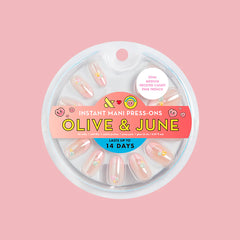 Frosted Candy Pink French - Press-On | Medium | Oval