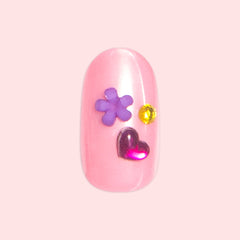 Pink Confetti Party - Press On | Short | Round