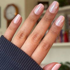 Pink Sands Chrome - Tab Press On | Short | Squoval