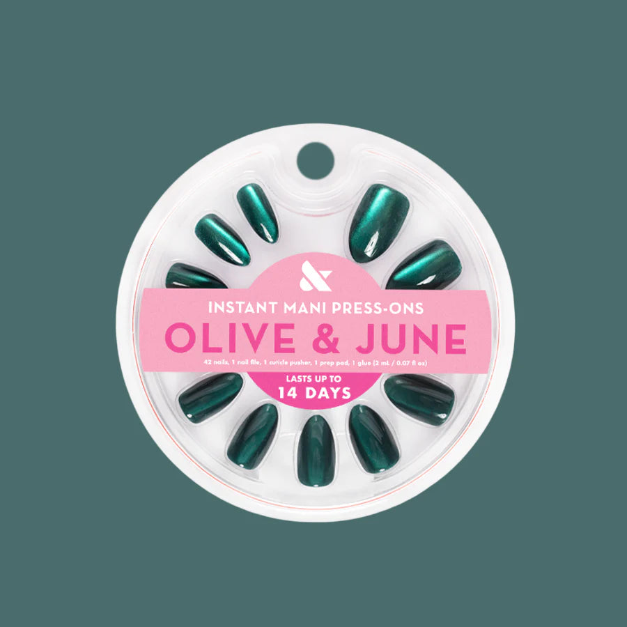 Emerald Velvet - Press-On | Medium | Almond