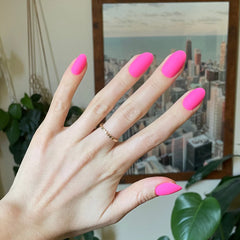 Matte Neon Flamingo - Press-On | Medium | Oval