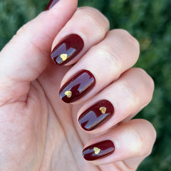 Gold Vampy Heart - Press-On | Short | Round