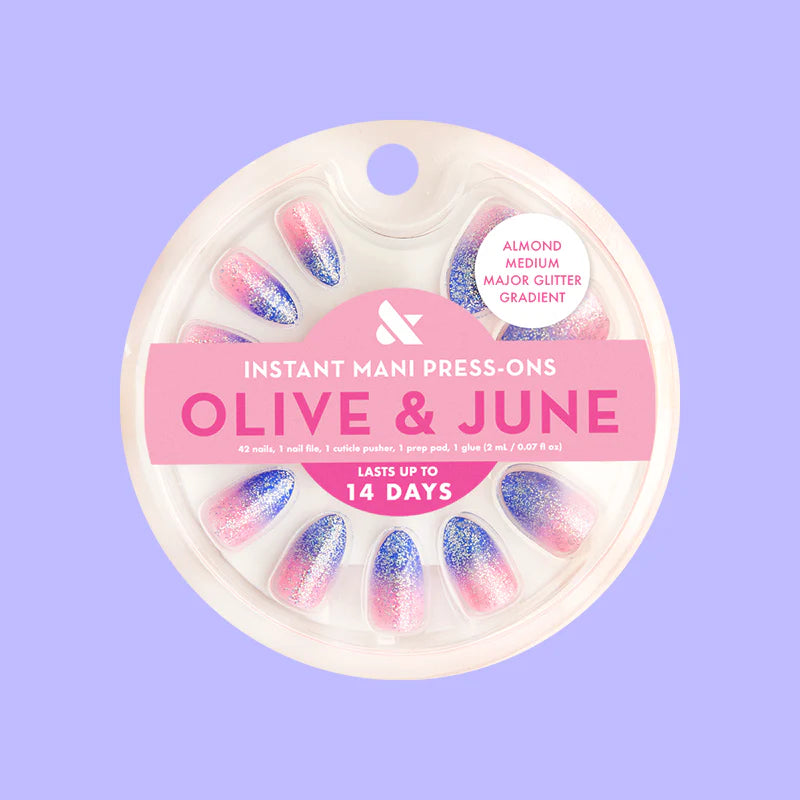 Major Glitter Gradient - Press On | Medium | Almond
