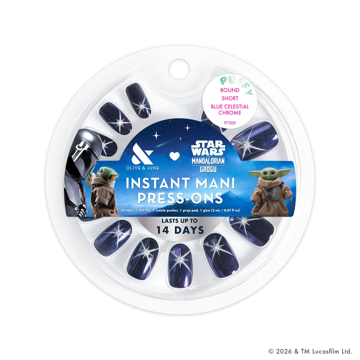 Blue Celestial Chrome - Press-Ons | Short | Round